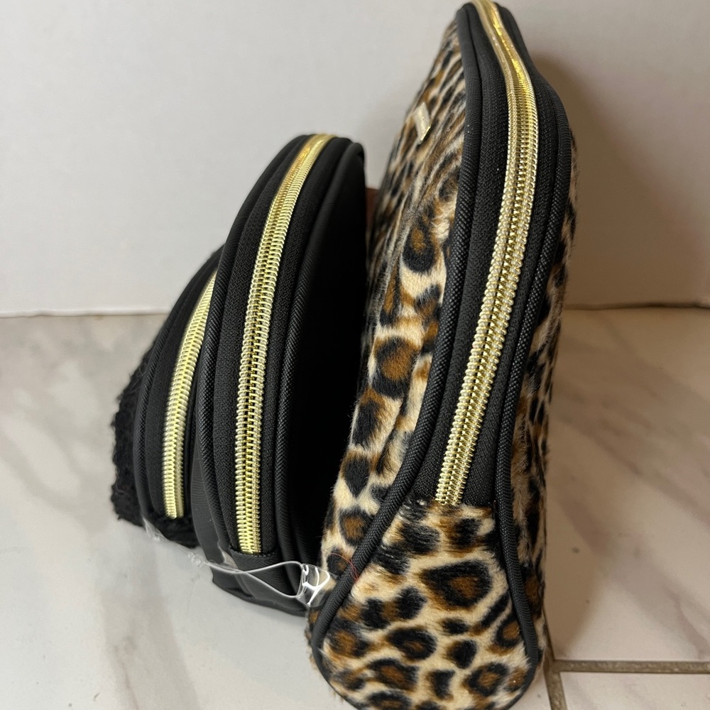 Juicy Couture Set Of 3 Black & Leopard Travel Make Up Toiletry Cosmetic Bags NWT - Picture 10 of 13